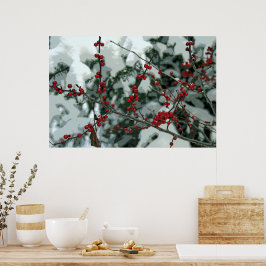 Red Frories Berries Wintersaison Poster Wand Kunst
