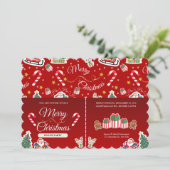 Red Frory Christmas HO!HO!HO!HO! Horizontal Einladung (Stehend Vorderseite)