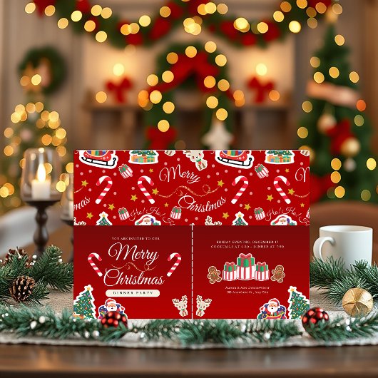 Red Frory Christmas HO!HO!HO!HO! Horizontal Einladung