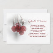 Red Frosty Berries Winter Wedding Save the Date Einladung (Vorderseite)