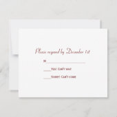 Red Frosty Berries Winter Wedding UAWG RSVP Karte (Rückseite)