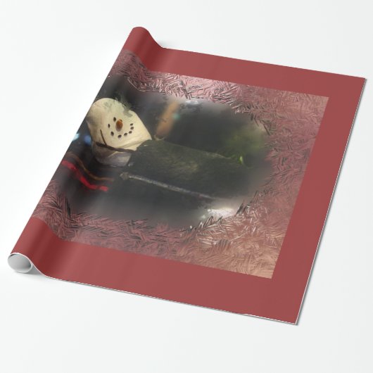 Red Frosty S'mores Snowman Geschenkpapier (Ungerollt)