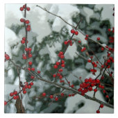Red Frozen Winter Berries Keramik Tile Fliese (Vorderseite)