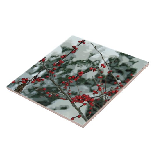Red Frozen Winter Berries Keramik Tile Fliese (Seite)
