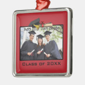 Red Fügen Sie Ihr Foto / Jahr Abschluss hinzu Silbernes Ornament (Links)
