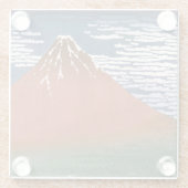 Red Fuji, Aka Fujiyama Volcano Katsushika Hokusai Glasuntersetzer (Rückseite)