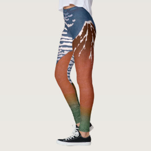 Red Fuji, Aka Fujiyama Volcano Katsushika Hokusai Leggings