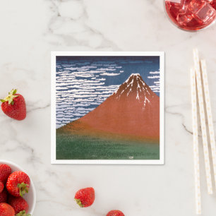 Red Fuji, Aka Fujiyama Volcano Katsushika Hokusai Serviette