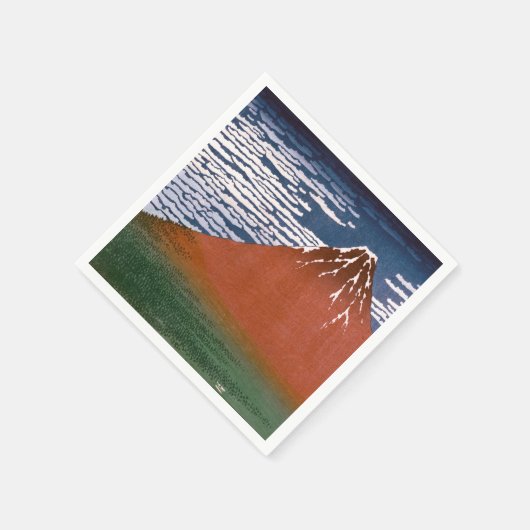 Red Fuji, Aka Fujiyama Volcano Katsushika Hokusai Serviette (Ecke)