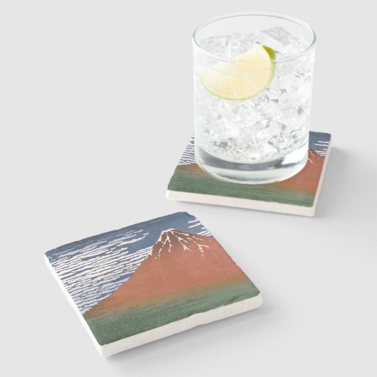 Red Fuji, Aka Fujiyama Volcano Katsushika Hokusai Steinuntersetzer (Seitenansicht)