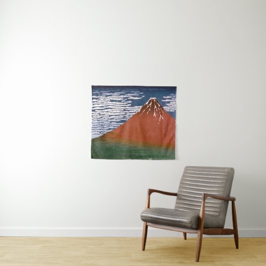Red Fuji, Aka Fujiyama Volcano Katsushika Hokusai Wandteppich (Beispiel (Horizontal))