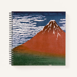 Red Fuji "Fujiyama" Volcano in Japanese Woodcut    Notizblock