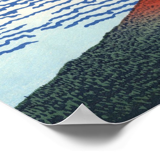 Red Fuji Hokusai Japanisch Fine Art Art Poster (Ecke)