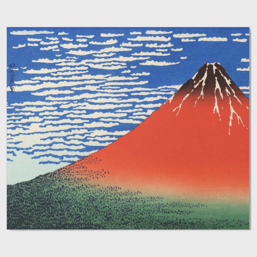 Red Fuji Hokusai Ukiyo-e Japanisch Art Decoupage Geschenkpapier (Flach)