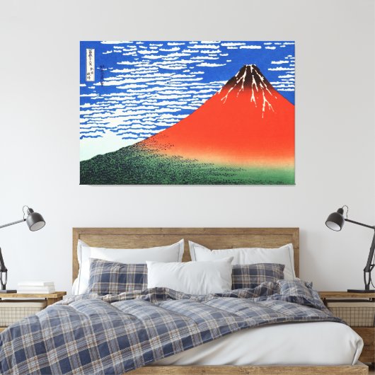 Red Fuji Hokusai Ukiyo-e japanische Kunst Leinwanddruck (Insitu (Schlafzimmer))