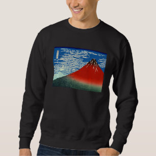Red Fujisan in Clear Weather Japan Landscape Print Sweatshirt