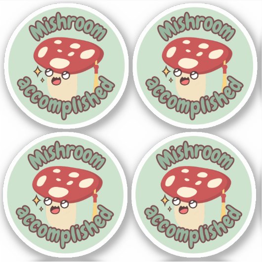 Red Fun Mushroom Grad- Pack mit 4 Aufklebern Aufkleber (Vorderseite)
