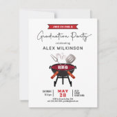 Red Fun Script 3 Foto Einfaches Abschluss GRILLEN  Einladung (Vorderseite)