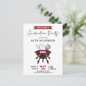 Red Fun Script Einfache Abschluss GRILLEN Einladun Postkarte (Stehend Vorderseite)