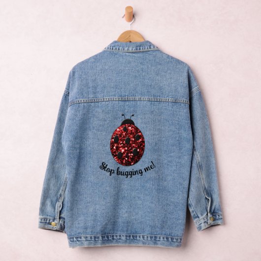 Red funkelnd Ladybug Stoppen Sie mich Personalisie Jeansjacke (Hangar)