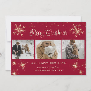 Red Funkelnd Snowflake Foto Weihnachtskarten Feiertagskarte