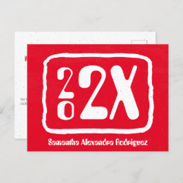 Red Funky Class Year Abschluss Postcard Postkarte