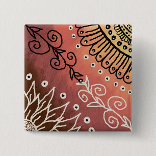 Red Funny Art Pattern Button