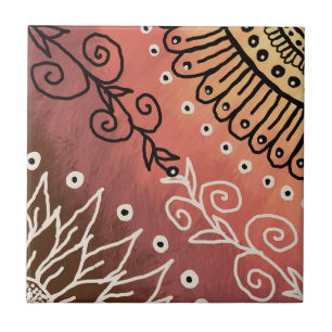 Red Funny Art Pattern Fliese