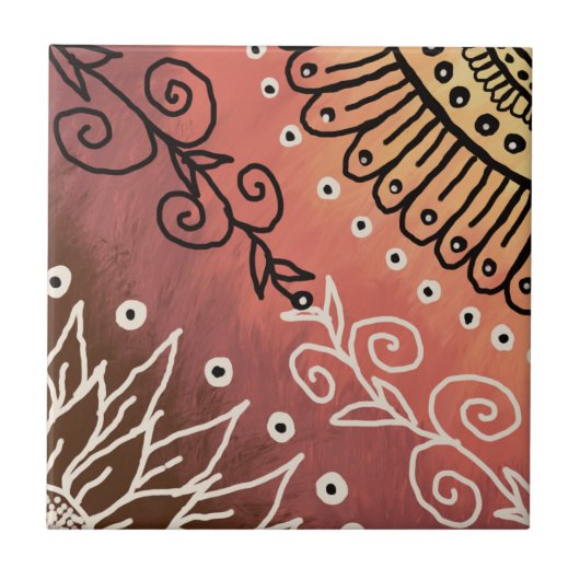 Red Funny Art Pattern Fliese (Vorderseite)