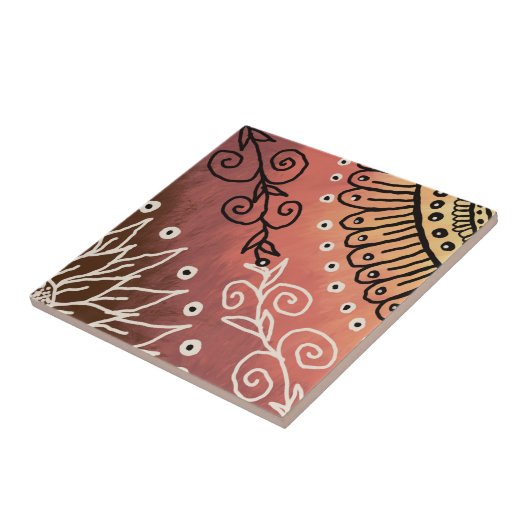 Red Funny Art Pattern Fliese (Seite)