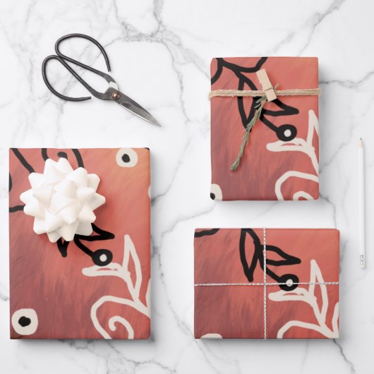 Red Funny Art Pattern Geschenkpapier Set (Vorderseite)