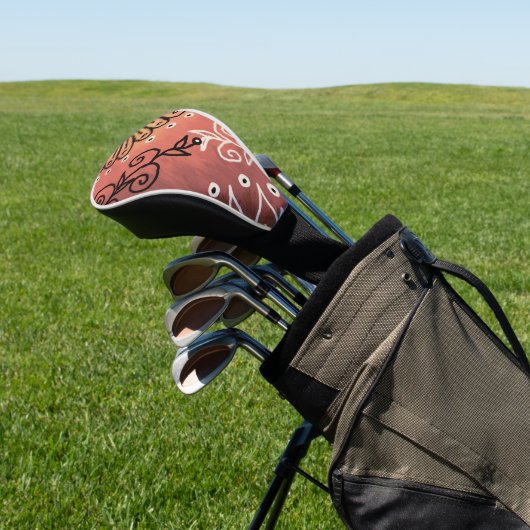 Red Funny Art Pattern Golf Headcover (In SItu)