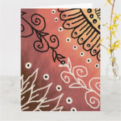 Red Funny Art Pattern Karte (Gelbe Blume)