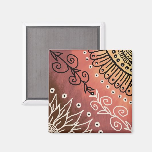Red Funny Art Pattern Magnet (Vorderseite/Rückseite)