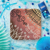 Red Funny Art Pattern Pappteller (Party)