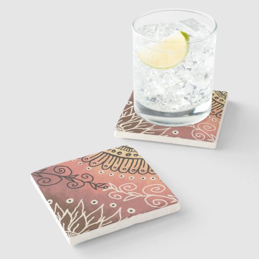 Red Funny Art Pattern Steinuntersetzer (Seitenansicht)