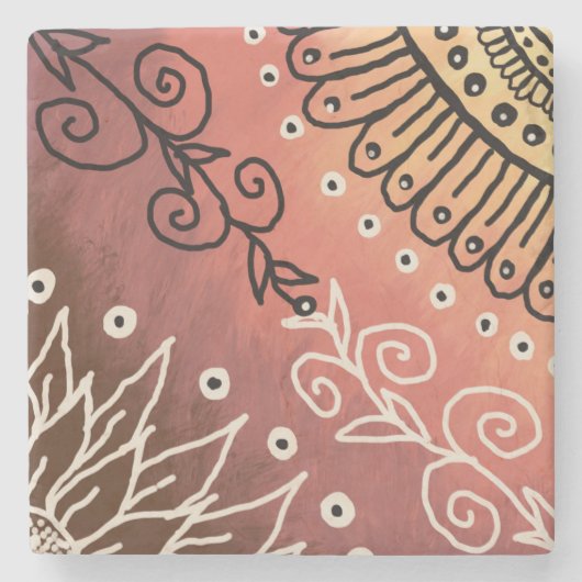 Red Funny Art Pattern Steinuntersetzer (Vorderseite)