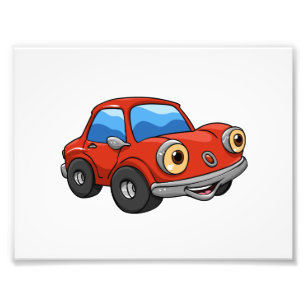 Red Funny car cartoon - Choose background color Fotodruck