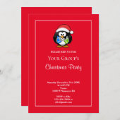 Red Funny Christmas Party Einladung (Vorne/Hinten)