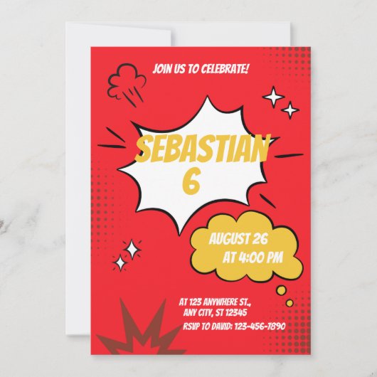 Red Funny Comic Book Style Einladung (Vorderseite)