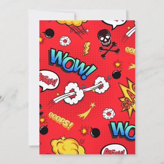 Red Funny Comic Book Style Einladung (Rückseite)