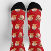 Red Funny Custom 2 Face Foto Vater Socken (Oben)