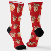 Red Funny Custom 2 Face Foto Vater Socken (Gewinkelt)