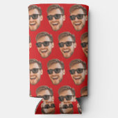 Red Funny Custom Face Cut Out Foto Selters Dosenkühler (Rückseite)