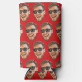 Red Funny Custom Face Cut Out Foto Selters Dosenkühler (Vorderseite)