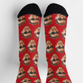 Red Funny Custom Face Foto Crew Socken (Oben)