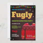 Red Funny Fugly Ugly Sweater Weihnachts-Party Einladung (Vorderseite)