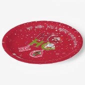 Red Funny HO HO HO Retro Christmas Festive Holiday Pappteller (Schrägansicht)