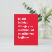 Red Funny Joyful Tipp Weihnachtsfeiertag Postkarte (Stehend Vorderseite)