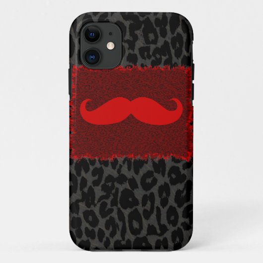 Red Funny Mustache und Leopard Print Case-Mate iPhone Hülle (Rückseite)